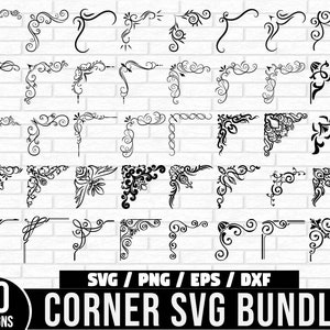 Corner svg Bundle, Corner svg, Floral corner svg files, Decorative Page Corner SVG, Corner Pattern Border Frames Svg, Instant Download