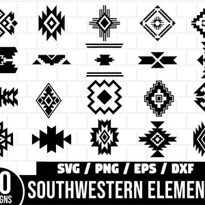 Sud-ouest éléments Svg Bundle, Aztec Design Bundle, sud-ouest ornement svg, éléments aztèques svg, navajo svg, Svg amérindien