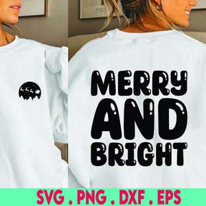 Merry and Bright SVG cut file, digital file, svg, handlettered svg, christmas svg, santa svg, for cricut, for silhouette, holiday svg