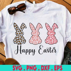 Happy Easter SVG, Leopard Easter Bunny Svg, Heart easter bunny svg, floral easter bunny svg, Easter SVG, Easter PNG, Spring Svg