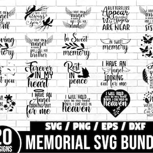 Memorial SVG Bundle, Memorial Quotes SVG,  Cardinal svg, Heaven Svg, Rest In Peace Svg, In Loving Memory svg, Angel Svg, Christian Svg