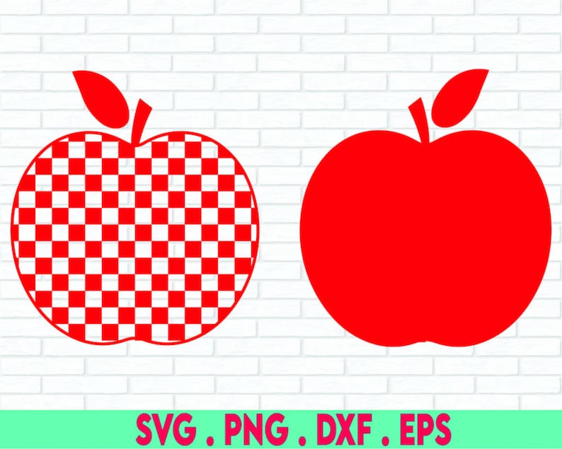 Checkered Apple Svg | PNG | Apple Svg | Apple Png | Teacher Apple Svg ...