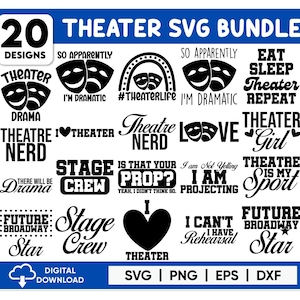 Theater SVG Bundle, Actor SVG, Theater Crew Svg Bundle, Theatre SVG Bundle, Actress Svg, Theater Png, Drama Svg, actress png