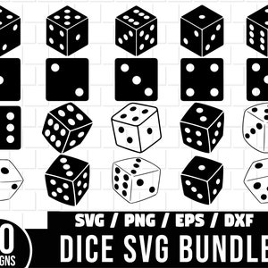 Dice SVG Bundle, Dice Silhouette, Casino Svg, Gamble Svg, Rolling Dice Svg, Game Dice Svg, Dice Faces Svg, instant download