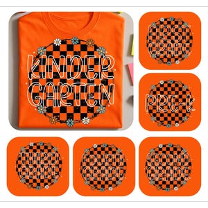 Back to School Bundle Png, Floral Teacher First Day of School Shirt Design, Girly Checkered Sublimation, Pre-K Kindergarten 1st Grade Png