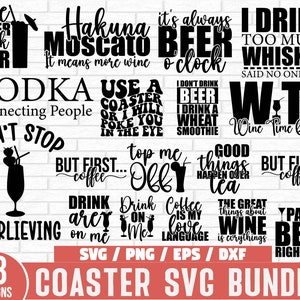 Sottobicchiere Svg Bundle, Drink Coaster Svg, Wine Saying Svg, Beer Quote Svg, Coffee Coaster Svg, Sottobicchieri alcolici, Sottobicchieri caffè