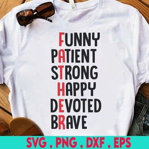 Fête des pères svg, drôle papa définition svg, père drôle patient fort dévoué courageux, père cadeau svg fichier de coupe pour cricut & silhouette, png