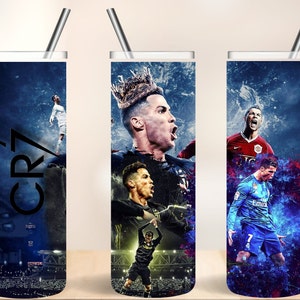 Soccer theme Cristiano Ronaldo PNG Premium design Straight Sublimation Wrap Custom Name Tumbler 300 dpi Digital/Instant Download image 2