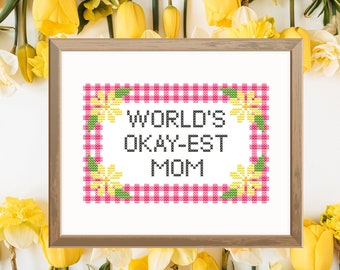 Funny Cross Stitch Pattern PDF | Snarky Cross Stitch Chart, Subversive Cross Stitch, Modern Cross Stitch Border, Funny Mother's Day Gift