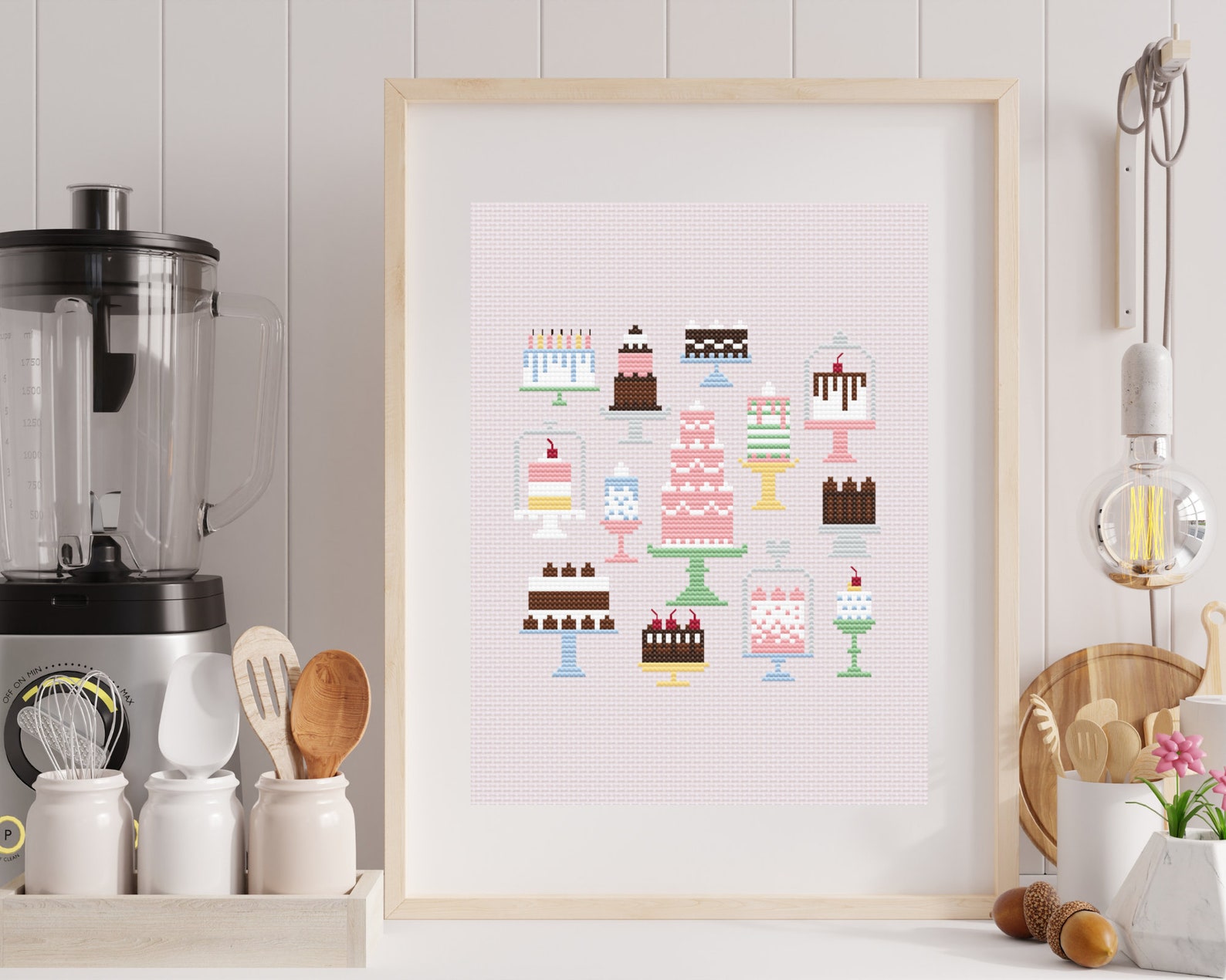 Cake Cross Stitch Pattern PDF | Baking Cross Stitch Chart, Modern Cross ...