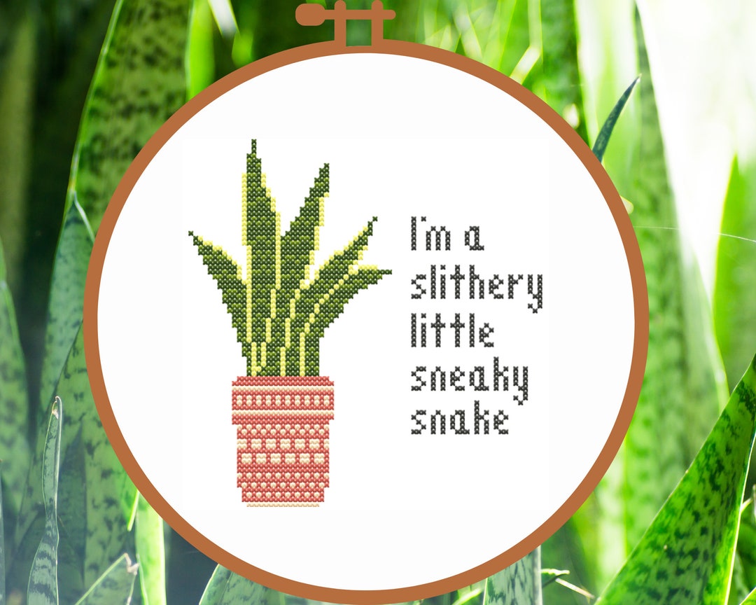 Funny Cross Stitch Pattern PDF Snake Plant Cross Stitch Chart, Cross