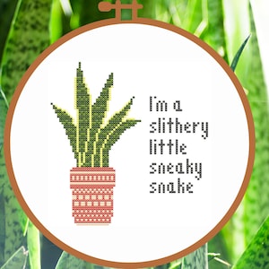 Funny Cross Stitch Pattern PDF | Snake Plant Cross Stitch Chart, Cross Stitch Meme, Modern Cross Stitch, Plant Cross Stitch Instant Download