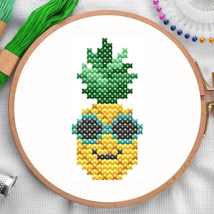 Kids&#39; Cross Stitch Pattern PDF | Easy Cross Stitch, Beginner Cross Stitch Pattern, Pineapple Cross Stitch Chart, Small Cross Stitch for Kids