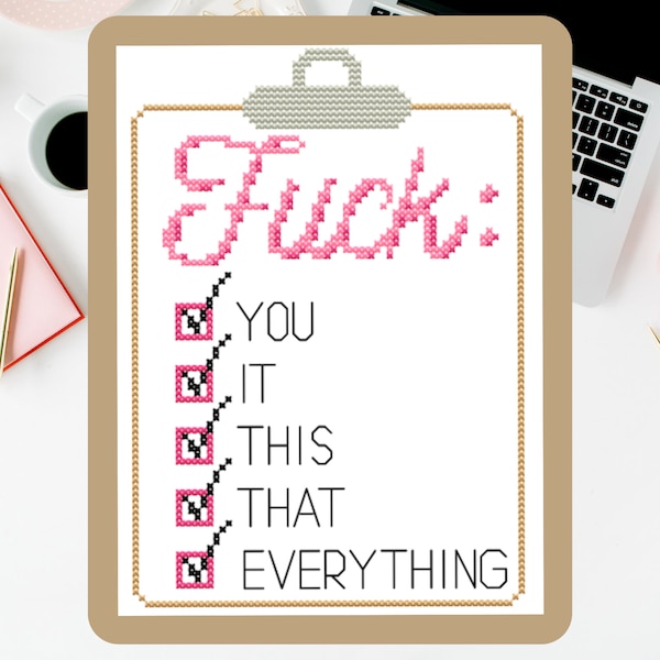 Subversive Cross Stitch Pattern PDF, Funny Cross Stitch Chart, Fuck Cross Stitch Pattern, Modern Cross Stitch Download, Snarky Cross Stitch