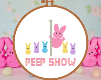 Easter Cross Stitch Pattern PDF | Peeps Cross Stitch Chart, Modern Cross Stitch, Spring Cross Stitch Chart, Funny Cross Stitch Pattern