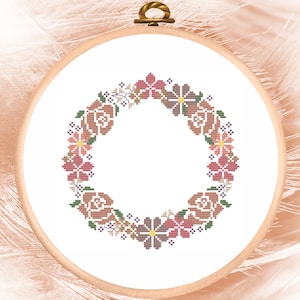 Cross Stitch Floral Border Pattern PDF | Cross Stitch Border Pattern, Flower Border Wreath Cross Stitch, Boho Border Cross Stitch Pattern