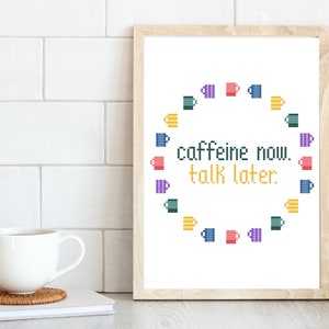 Funny Cross Stitch Pattern PDF | Coffee Mug Cross Stitch Chart, Coffee Cross Stitch Pattern, Modern Cross Stitch Download, Coffee Lover Gift
