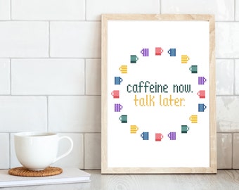 Funny Cross Stitch Pattern PDF | Coffee Mug Cross Stitch Chart, Coffee Cross Stitch Pattern, Modern Cross Stitch Download, Coffee Lover Gift