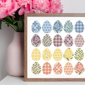 Easter Cross Stitch Pattern PDF | Easter Eggs Cross Stitch Chart, Modern Easter Cross Stitch Pattern Download, Easter Decor, Easter Crafts