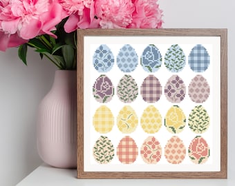 Easter Cross Stitch Pattern PDF | Easter Eggs Cross Stitch Chart, Modern Easter Cross Stitch Pattern Download, Easter Decor, Easter Crafts