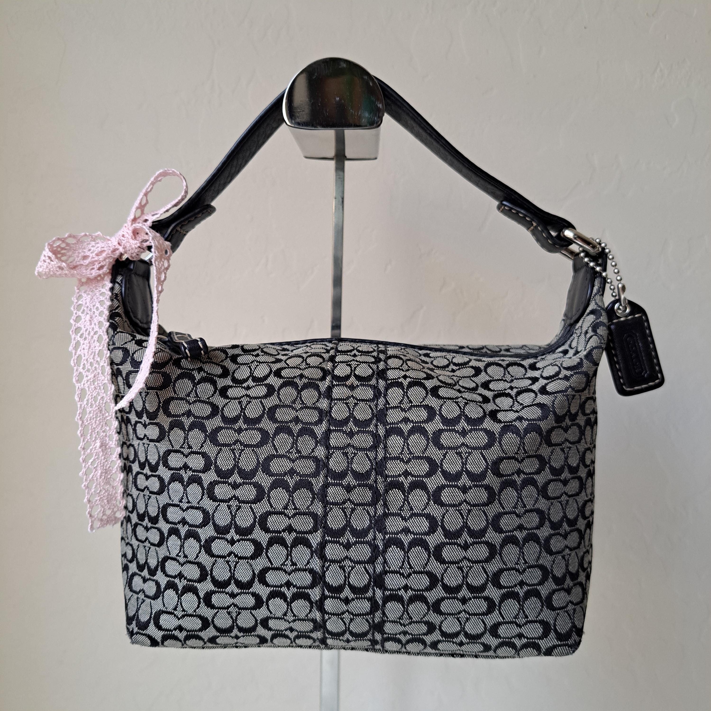 Vintage Coach Y2k Signature Mini Bag Black & Gray Canvas