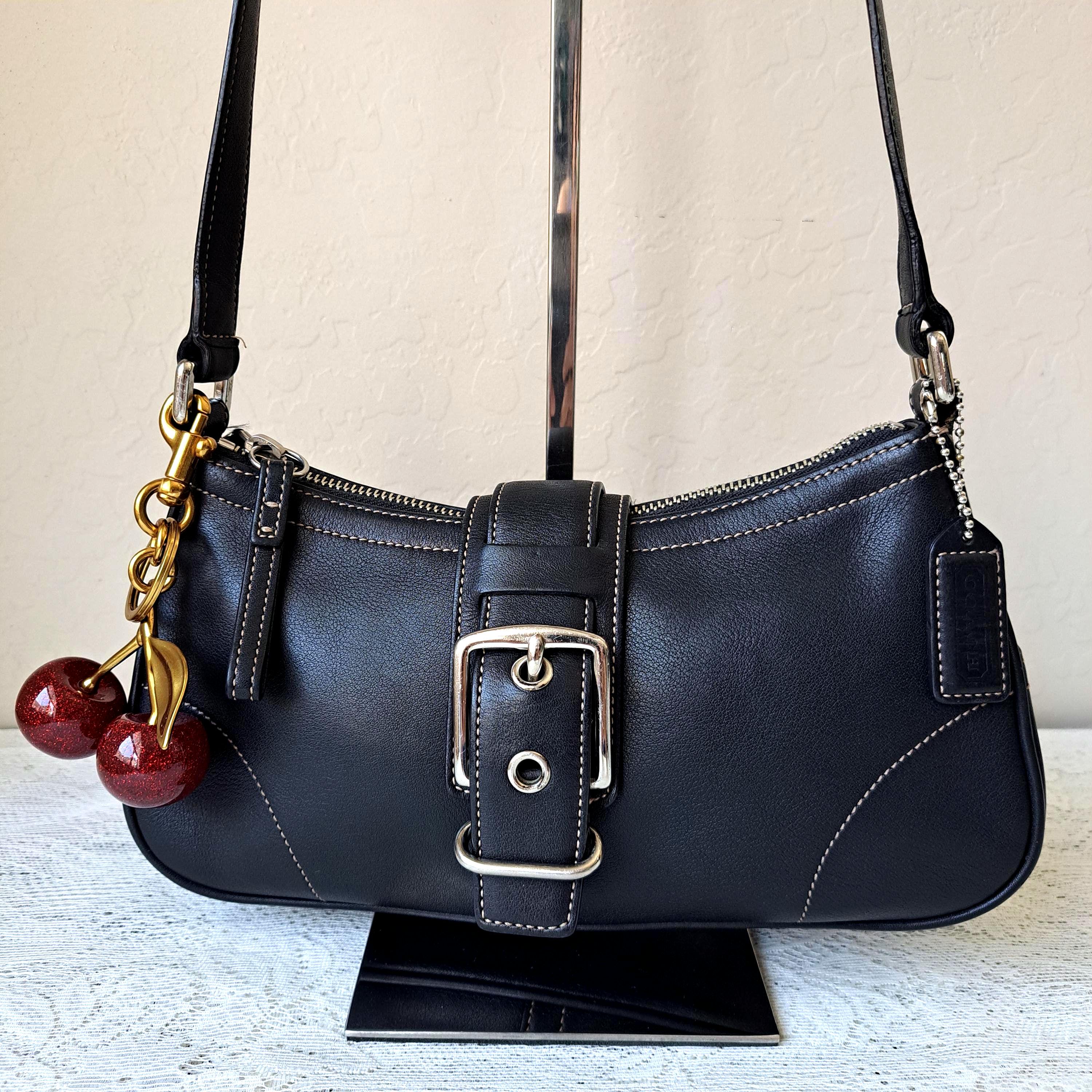 Vintage Coach Y2k 00s Black Hamptons Demi Buckle Crossbody