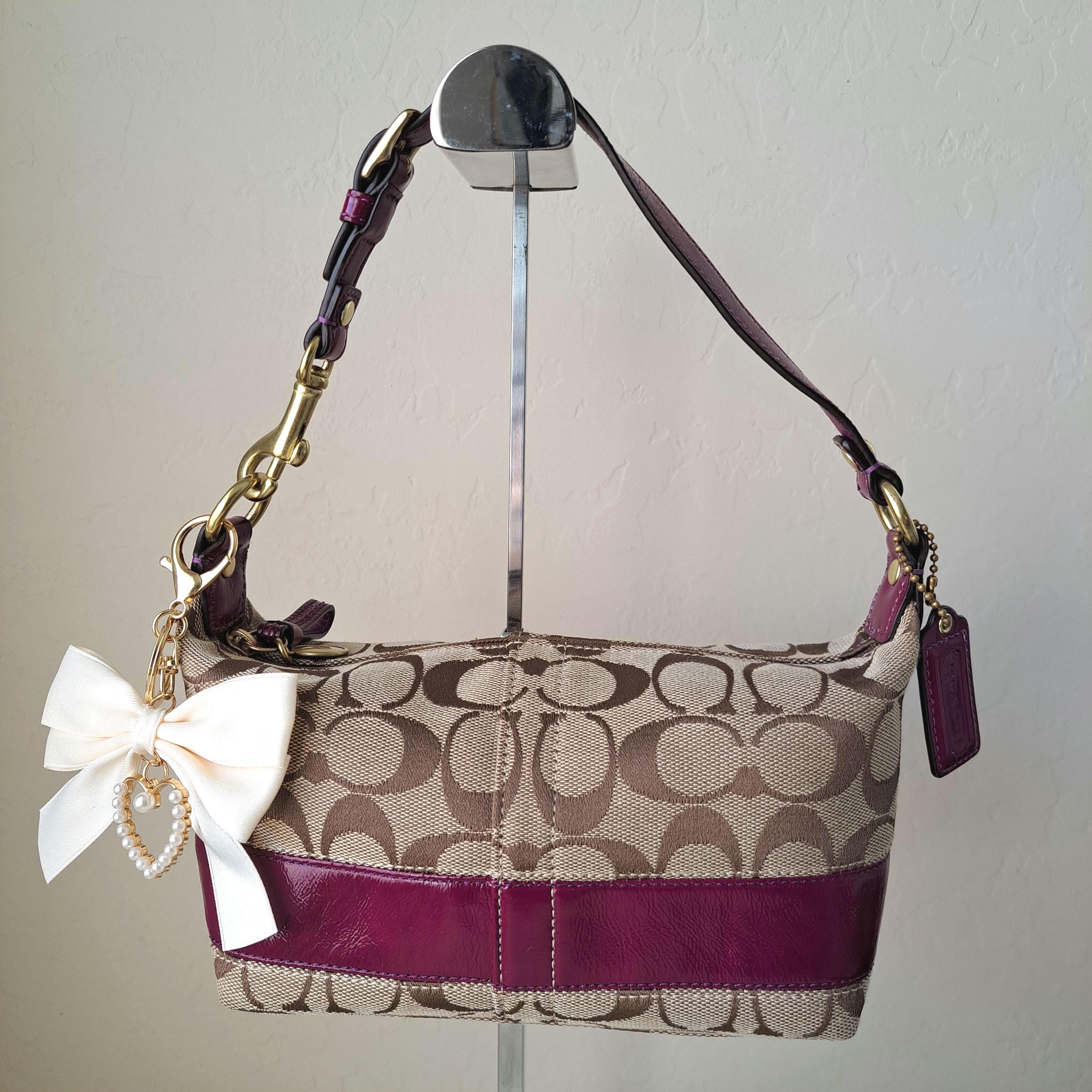Y2k Coach Legacy Stripe Signature Canvas Mini Bag, Top Handle Demi 