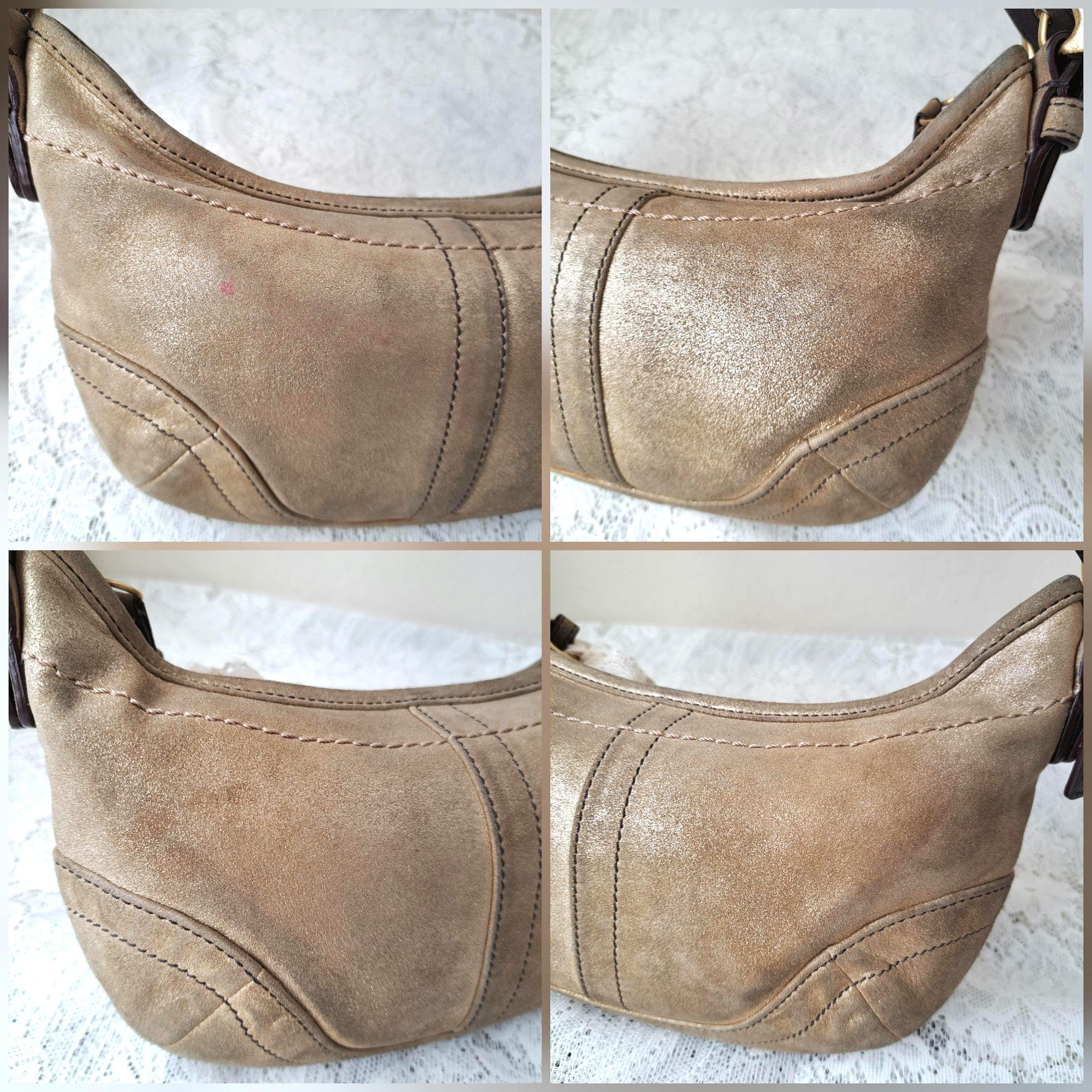 Vintage Coach Y2K Soho Hobo Shoulder Bag Metallic Gold Suede
