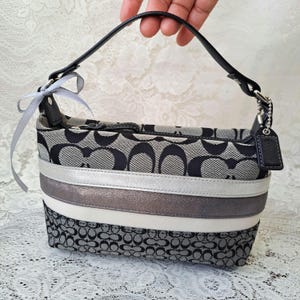 Vintage Coach Y2k Signature Top Handle Striped Metallic Mini Bag 