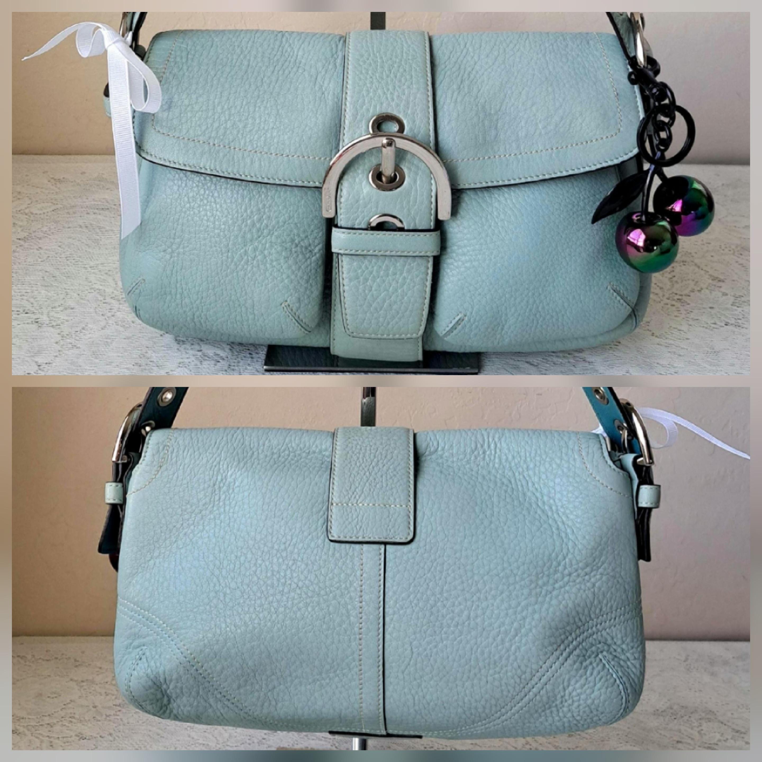 Vintage Coach Y2k 00s Rare Light Turquoise Tiffany Blue Soho Hobo