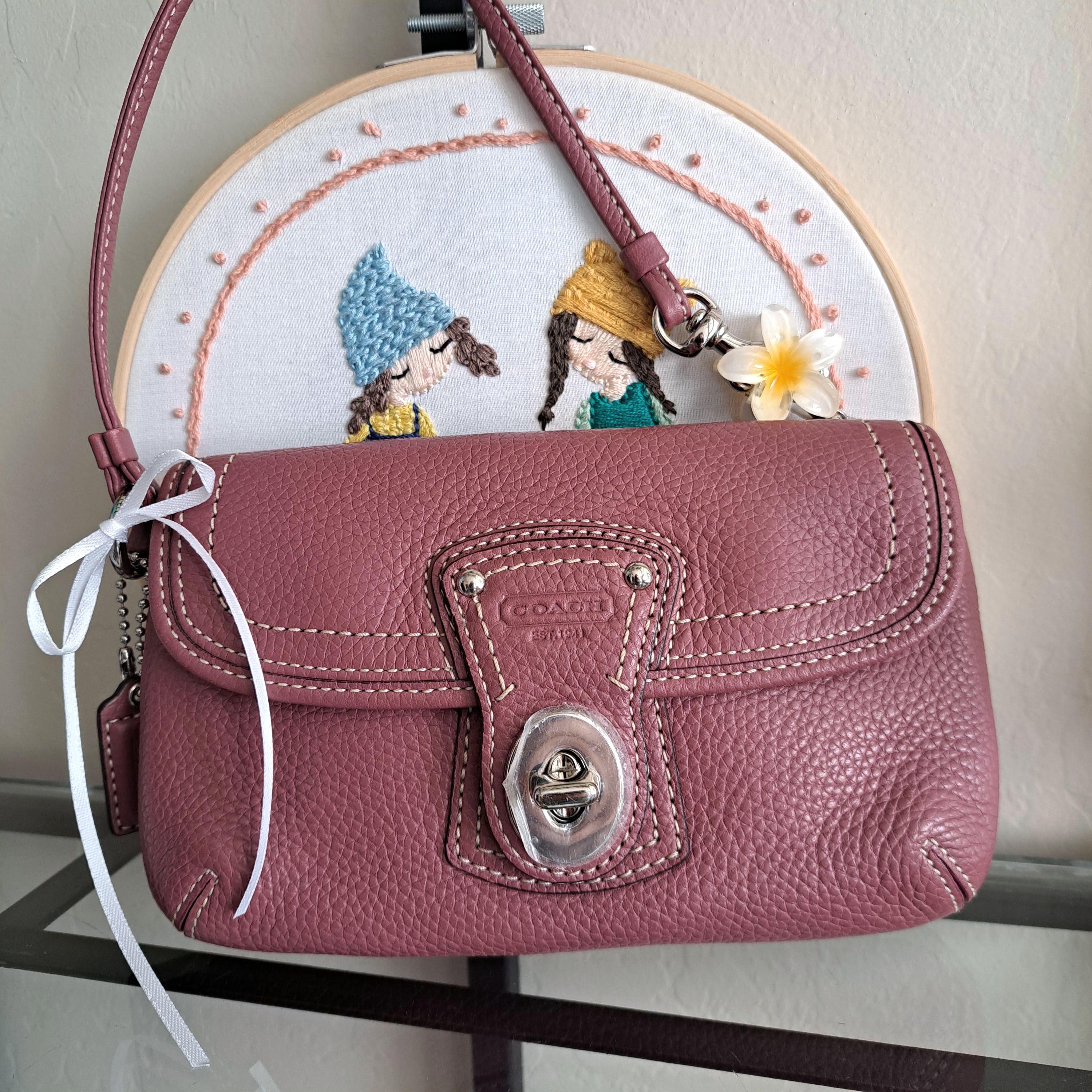 Vintage Coach Y2k Legacy Flap Mauve Dusty Rose Pink Pebbled 