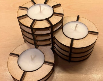 Triple Candle Holder Tea Light Laser Cut Files (DXF)