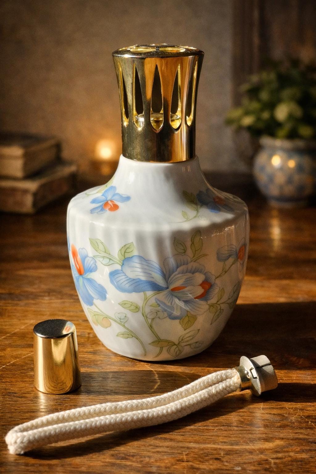 Lampe Berger JARS アロマポット廃盤ヴィンテージ　ネイビー Vintage 1980s Lampe Berger Paris in Pillivuyt Porcelain