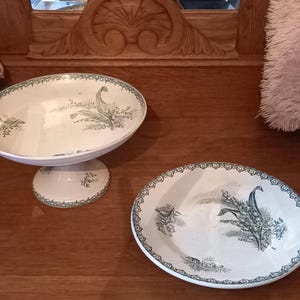 Ste Amandinoise Iron Earth Compote Dish and Plate