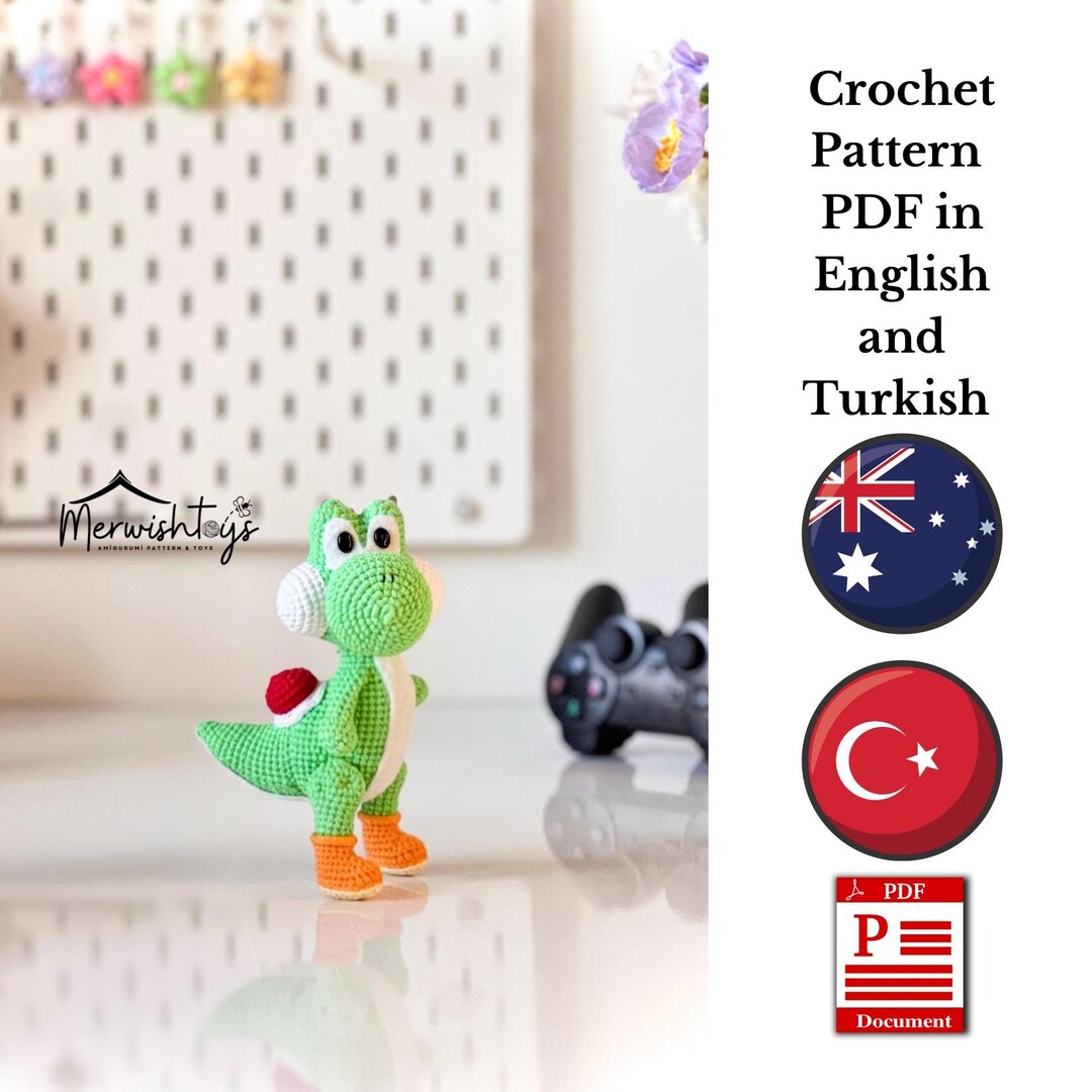 Crochet Yoshi Toy Tutorial English Pattern PDF - Etsy