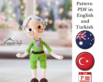Crochet Ellie Fredricksen Doll PATTERN PDF , amigurumi doll Ellie