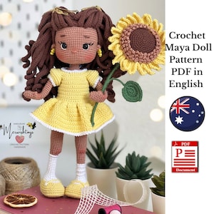 Crochet Maya Pattern Doll, Amigurumi doll, crochet pattern Doll, Amigurumi pattern doll