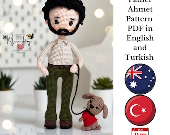 Crochet Father Ahmet Doll Pattern, Father Doll, Father Amigurumi, Fathers day, crochet boy, Amigurumi Doll, Amigurumi boy, crochet doll