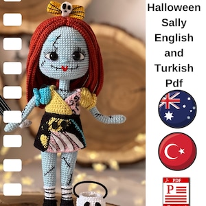 Crochet Halloween Sally Pattern, Sally Pattern, Amigurumi Sally Pdf, Amigurumi Doll, crochet doll