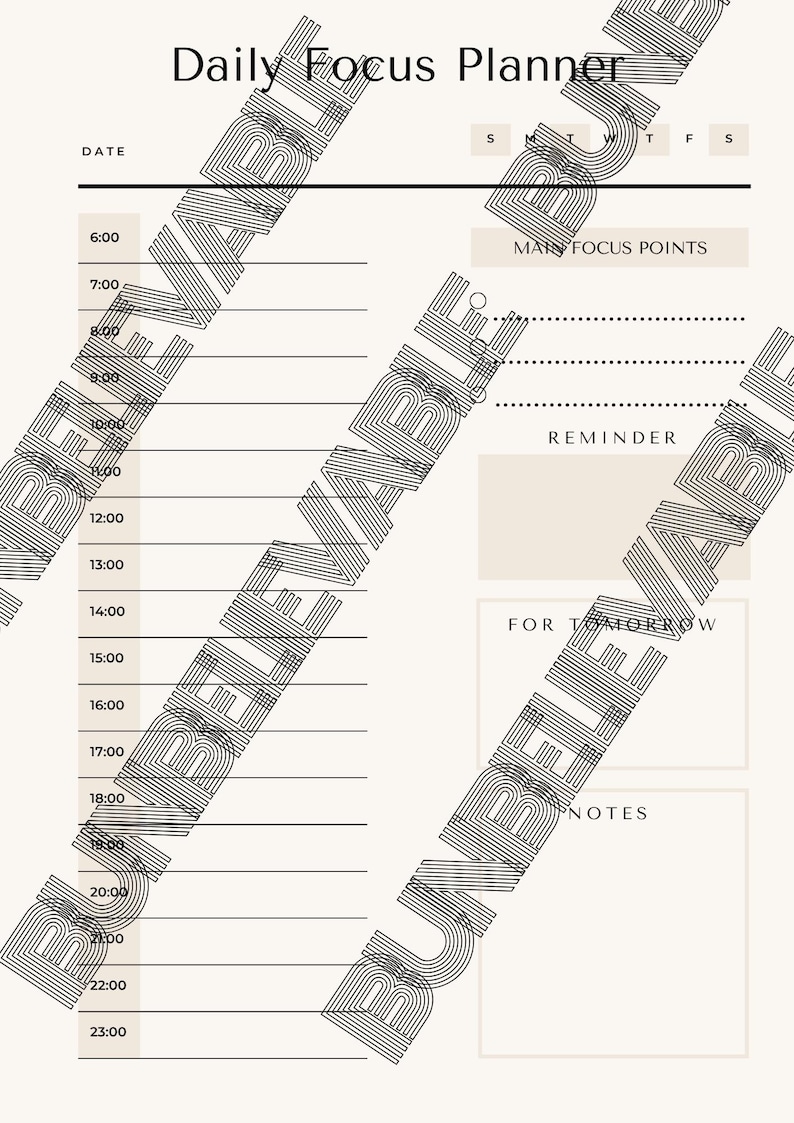 Printable Daily Planner Template PDF | Focus Planner | US Letter - Etsy