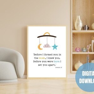 Nursery Bible Verse Printable Wall Art |  Printable Bible Verse Nursery Print Printable Nursery Wall Art Inspirational Scripture