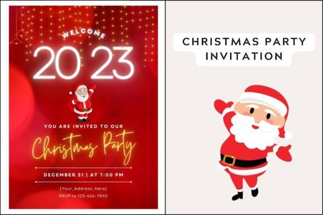 Printable Christmas Party Invitation Template Custom Etsy