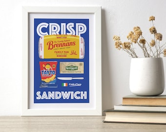 Crisp Sandwich Digitaldruck, irisches knuspriges Sandwich, Tayto Sandwich, Tayto Chips, lustiger irischer Druck, irischer Humor, Irland Geschenk, irische Geschenke
