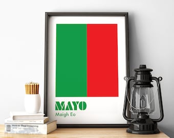 Mayo Print, Mayo Poster, Mayo GAA, Mayo Ireland, Gaelic Prints, Hurling Prints, Gaelic Wall Art, Ireland Print, Irish Prints, Irish Gifts.