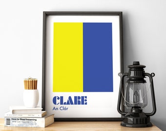 Clare Print, Clare Poster, Clare GAA, County Clare, Gaelic Print, Hurling Prints, Gälische Wandkunst, Irland Print, Irish Prints, Irish Gifts.