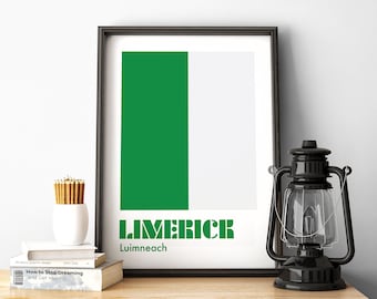 Limerick Print, Limerick Poster, Limerick GAA, Limerick Irland, Gaelic Prints, Hurling Prints, Gälische Wandkunst, Irland Print, Irish Prints