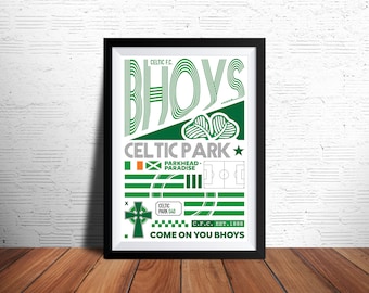 Stampa digitale Celtic FC - Poster digitale - Arte da parete Celtic FC - Regalo Celtic FC - Premiership scozzese - Stampa di calcio - Stampa di calcio