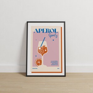 Aperol Spritz Cocktail Print, Aperol Spritz Poster, Cocktail Print, Cocktail Wall Art, Classic Cocktails, Bar Prints