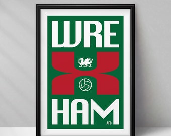 Wrexham AFC Digitaldruck, Wrexham AFC Poster, Wrexham Fußball Druck, Wrexham Druck, Willkommen in Wrexham, Fußball Druck, Wales Druck, Wales