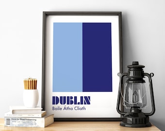 Impressão de Dublin, pôster de Dublin, Dublin GAA, impressões de futebol gaélico, impressões de arremesso, arte de parede gaélica, impressão da Irlanda, impressões irlandesas, presentes irlandeses.